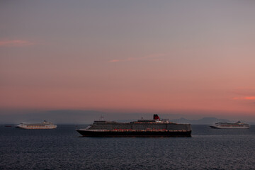 Photo of Cruise ships anchored in Manila Bay on May 21st 2020