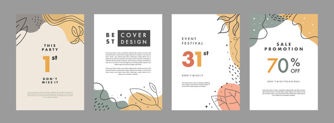 Naklejka premium Set of abstract creative artistic templates. Universal cover Designs for Annual Report, Brochures, Flyers, Presentations, Leaflet, Magazine.