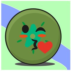 223. Cute green apple fruit cartoon face mascot character vector design