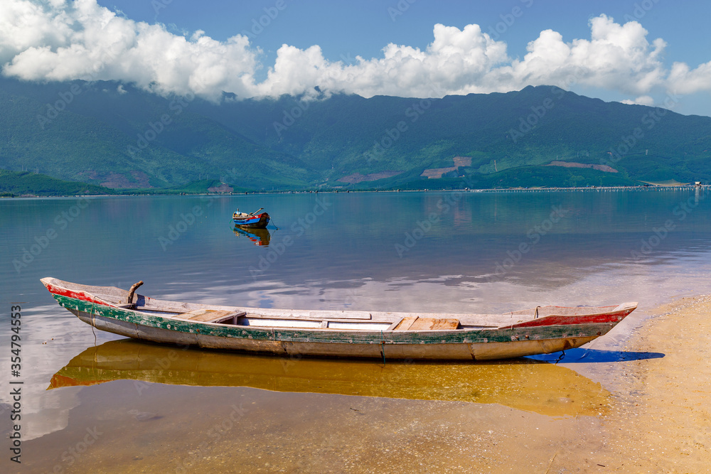 Wall mural Lang Co Bay Vietnam fishing boats 2