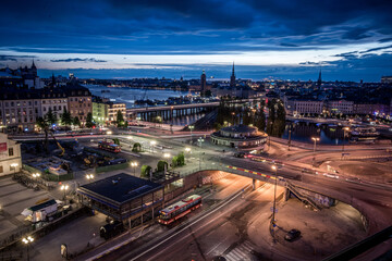 Cityscape of Stockholm at night