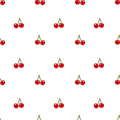 Vector seamless pattern of fine cherries with black stroke on a white background. Ideal for textiles, packaging, scrap books. EPS 10
