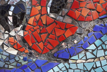 A close-up view of mosaics made of original colors.