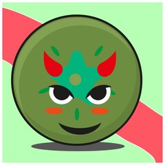 Obraz premium 223. Cute green apple fruit cartoon face mascot character vector design