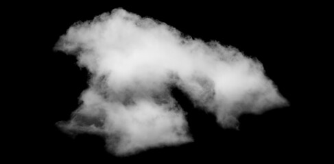 White cloud isolated on black background.