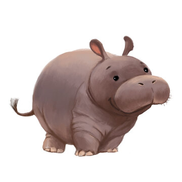 Illustration of a funny hippo on a white background