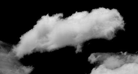 White cloud isolated on black background.