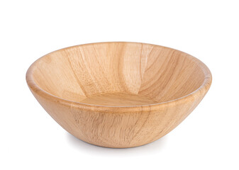 wooden bowl on white background