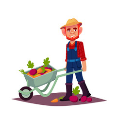 farmer with trolley vector illustration vector illustration