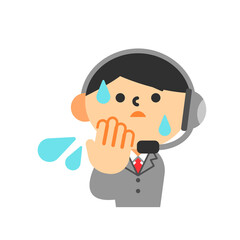 ペレーター　コールセンター　男性　困惑　焦る

