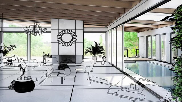 Luxury Residential Villa Interior Design - loopable 3d visualization