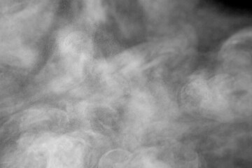 white smoke isolated, abstract powder, water spray on black background.