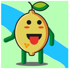 Cute citrus lemon fruits cartoon face mascot character with hand and leg vector design