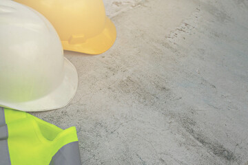 safety helmet on concrete background.
