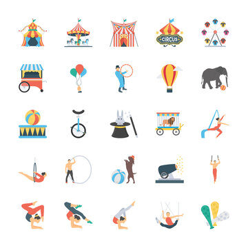 Carnival Circus Flat Icons 