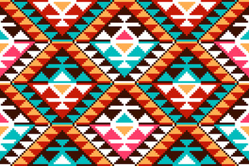 Tribal seamless colourful geometric pattern. Ethnic vector texture. Traditional ornament. 