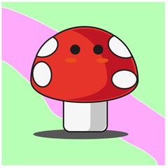 Cute mushroom vegetables cartoon face mascot character vector design