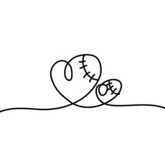 Heart. Abstract love symbol. Continuous line art drawing illustration. Valentines day background banner.	