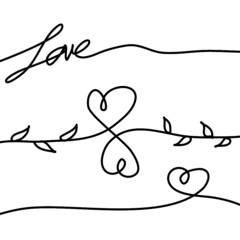 Heart. Abstract love symbol. Continuous line art drawing illustration. Valentines day background banner.	
