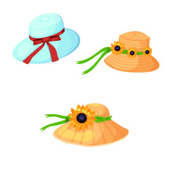 set of summer hats vector illustration