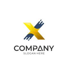 Initial letter X logo with fast motion effect, simple x vector logo design.
