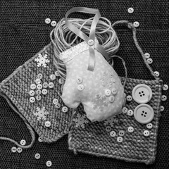 Image of soft toys. Mittens. Handmade.