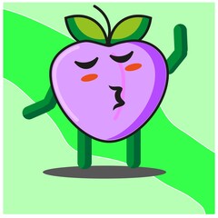 Cute peach fruits cartoon face mascot character with hand and leg vector design