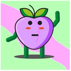 Cute peach fruits cartoon face mascot character with hand and leg vector design