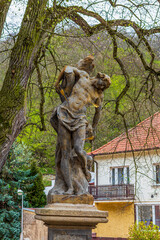 Sculpture of St. Sebastian on the way to Karlstejn Castle in the Czech Republic