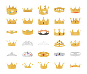 Royal Crown Flat Vectors Set 