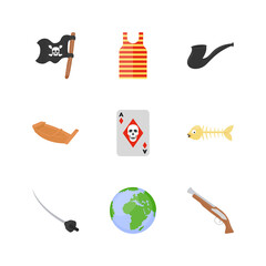 Collection Of Pirates Flat Icons 