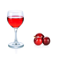 glass of red wine and grapes