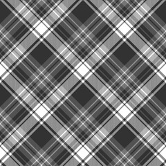 Plaid pattern vector in grey and white. Seamless Scottish tartan check plaid for flannel shirt, blanket, throw, duvet cover, or other modern autumn winter everyday fabric design.