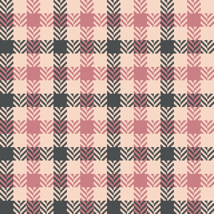Gingham check pattern. Seamless herringbone vichy check plaid in grey and pink for dress, bag, jacket, coat, and other modern textile print. Geometric design.