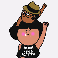 Seriously Girl And Boy With Hands Protest Up Were Protesting Violence Against People Of Color. Anti Racist, Anti Balck Racism, Black Lives Matter Concept Card Character illustration