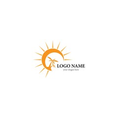 Palm tree summer logo template vector