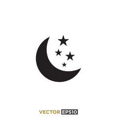 Moon Stars Icon Vector Template