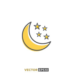 Fototapeta na wymiar Moon Stars Icon Vector Template