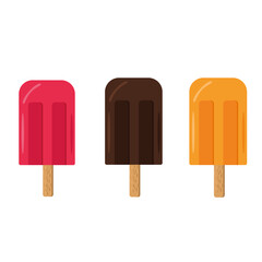 ice cream on a stick flat style, dessert. set of elements