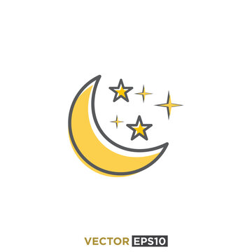 Moon Stars Icon Vector Template