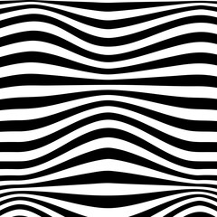 Black and white abstract striped background. Optical art. Vector.