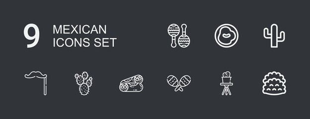 Editable 9 mexican icons for web and mobile