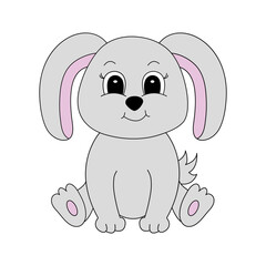 Cartoon cute bunny. Vector illustration for children.