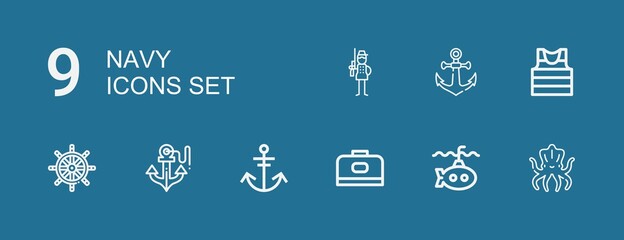 Editable 9 navy icons for web and mobile