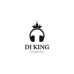 DJ king logo template vector icon design