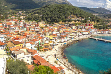 Fototapeta na wymiar parga tourist resort in greece sea beach summer holidays