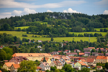 Beautiful view to church and castle in Cesky Krumlov, Czech republic