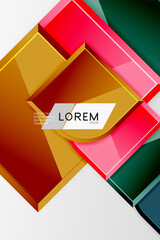 Glossy glass squares with round elements geometric composition. Abstract geometric background with 3d effect composition For Wallpaper, Banner, Background, Card, Book Illustration, landing page