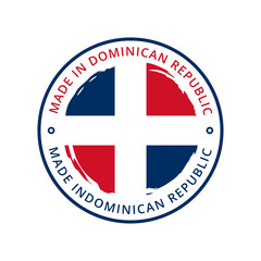 Made in dominican republic vector round label - obrazy, fototapety, plakaty