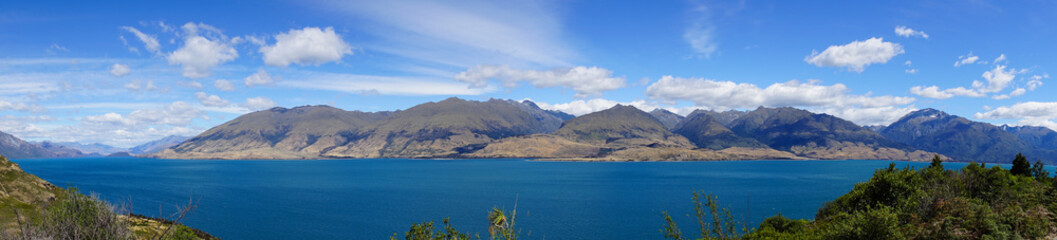 Panorama view of the Lake next to the road to picton - new zealand
